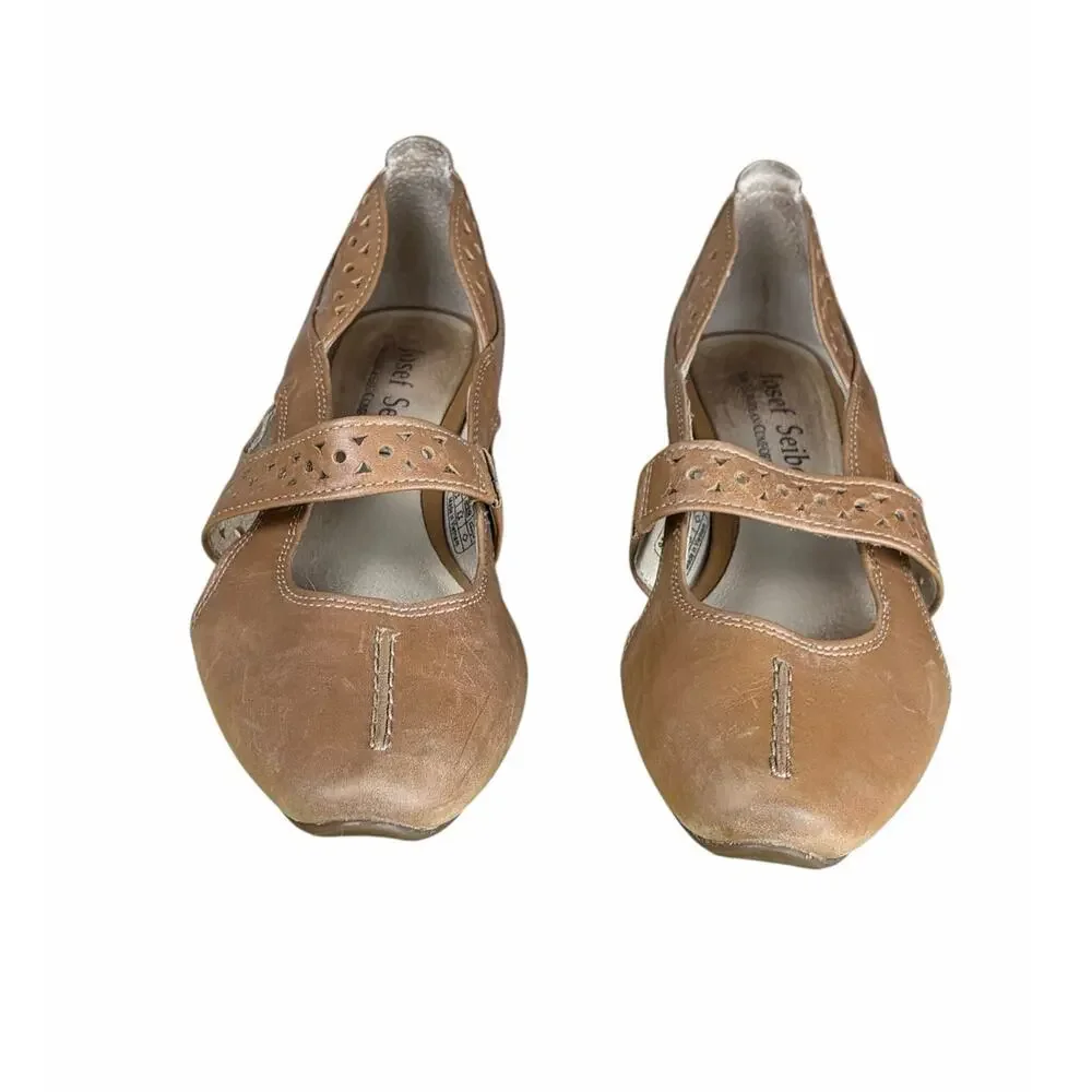 Josef Seibel Tina Tan Leather Mary Jane Pumps Womens EU 37 US 6 Comfort